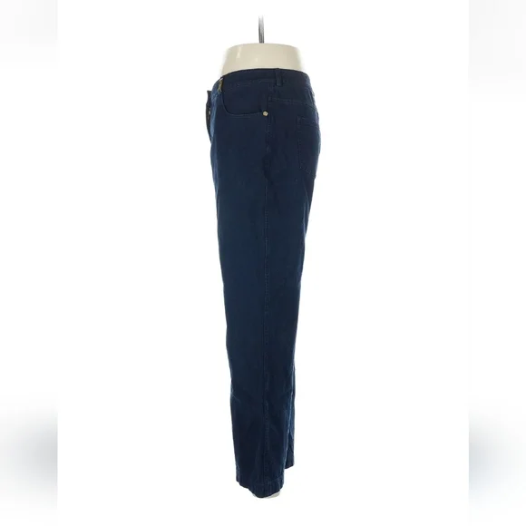 St. John Sport Classic Stretch Fit Wide Leg High Rise Jeans Size 8 Dark Wash - Picture 4 of 11